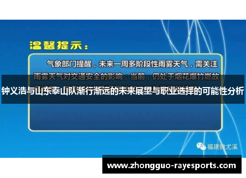 钟义浩与山东泰山队渐行渐远的未来展望与职业选择的可能性分析 钟义浩与山东泰山队渐行渐远的未来展望与职业选择的可能性分析