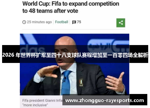 2026 年世界杯扩军至四十八支球队赛程增加至一百零四场全解析 2026 年世界杯扩军至四十八支球队赛程增加至一百零四场全解析